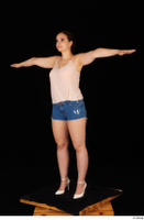  Sofia Lee casual dressed high heels jeans shorts standing t poses tank top whole body 0002.jpg